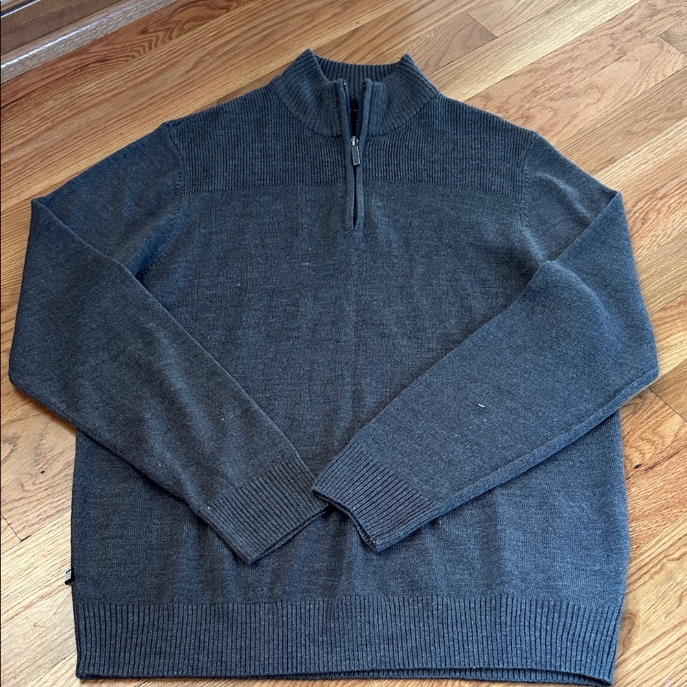 Men's Gray Half-Zip Sweater
